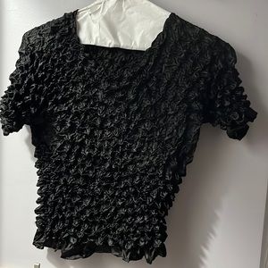 Black Popcorn Blouse